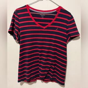 Nautica large red striped t-shirt